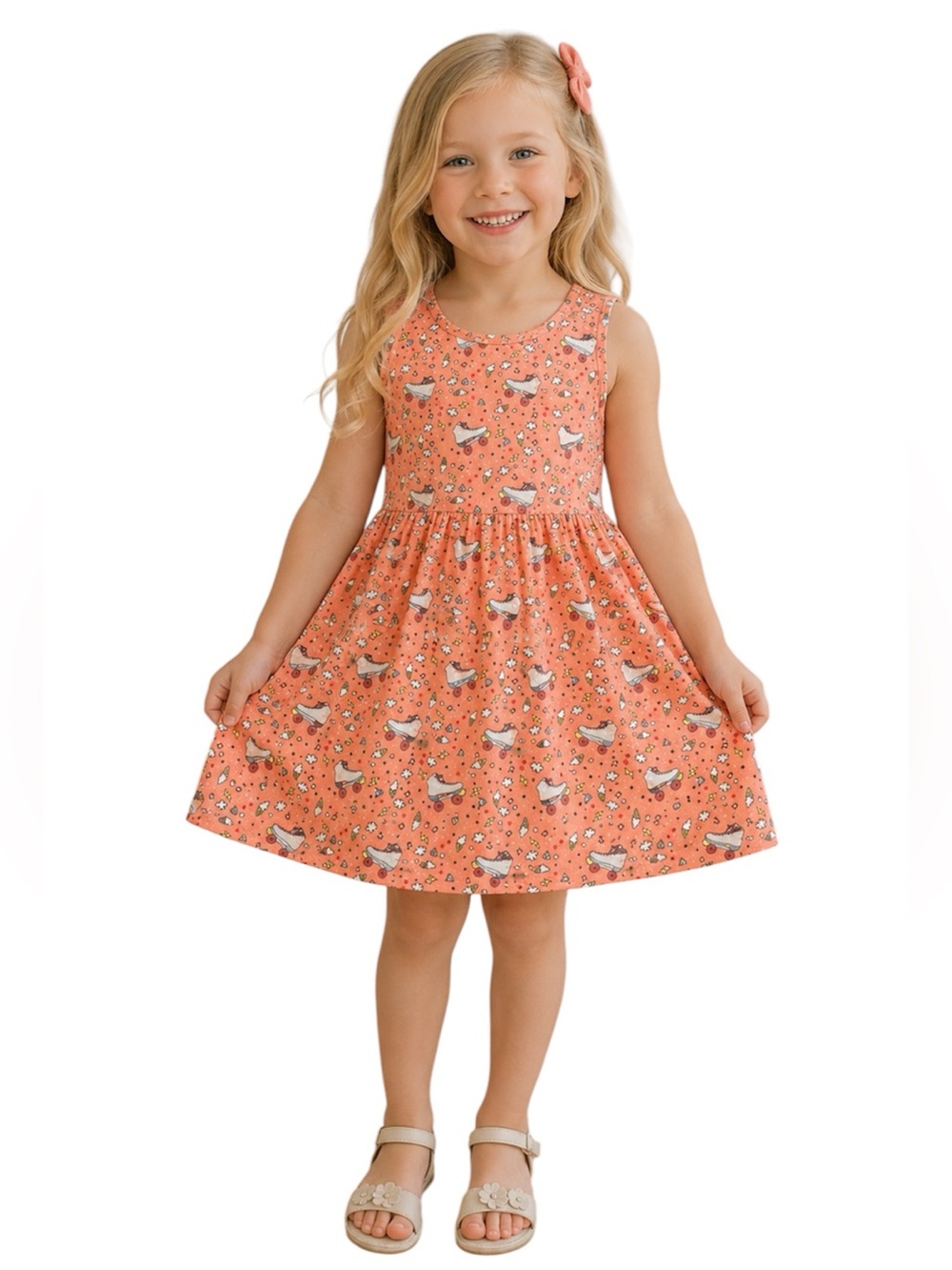 Flip Flop Girls 7 Summer Dress Back To School Play Roller Skates Preppy Cute